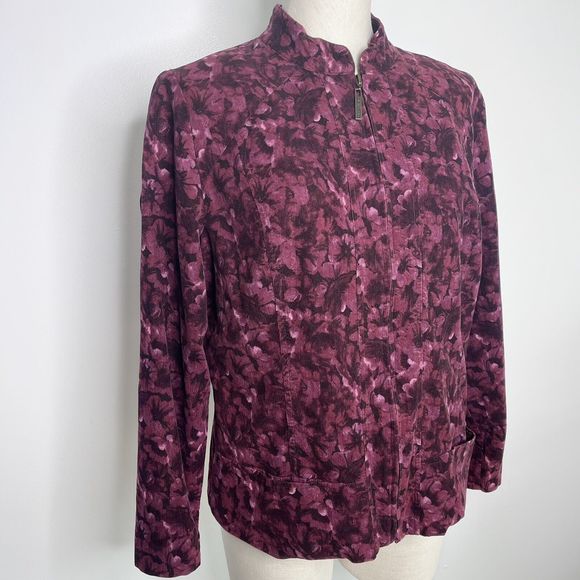 Susan Graver Jacket Floral Zip Size Medium - Picture 11 of 15